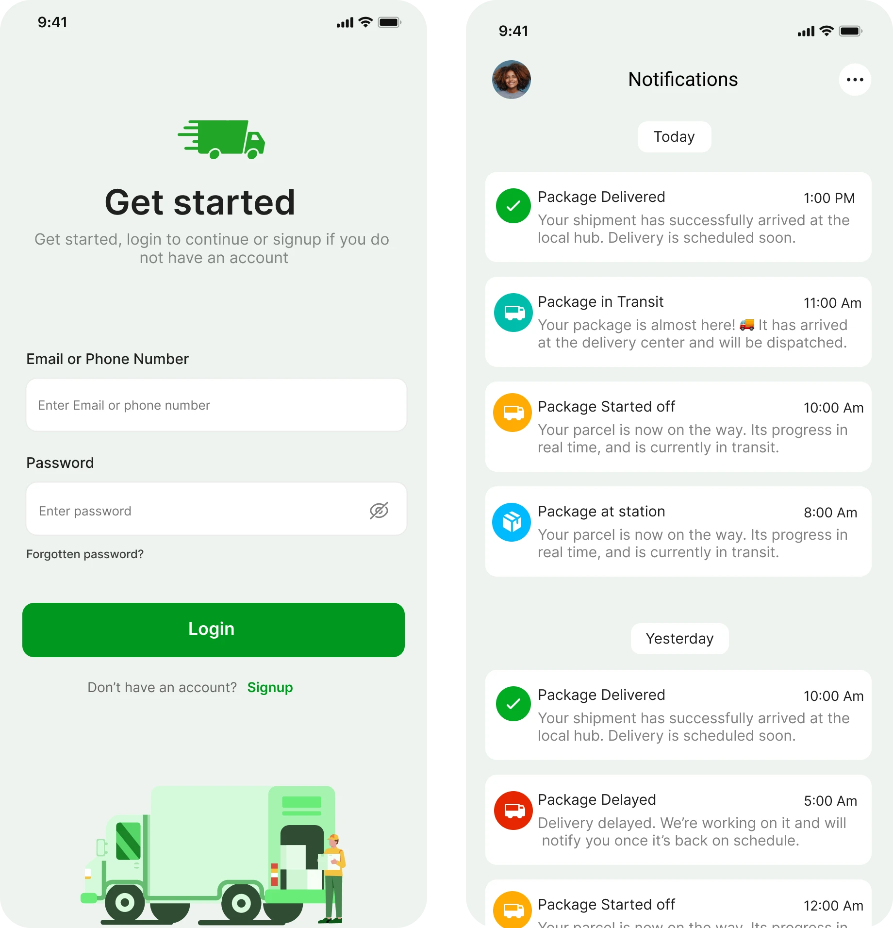 Courier App Login Notification