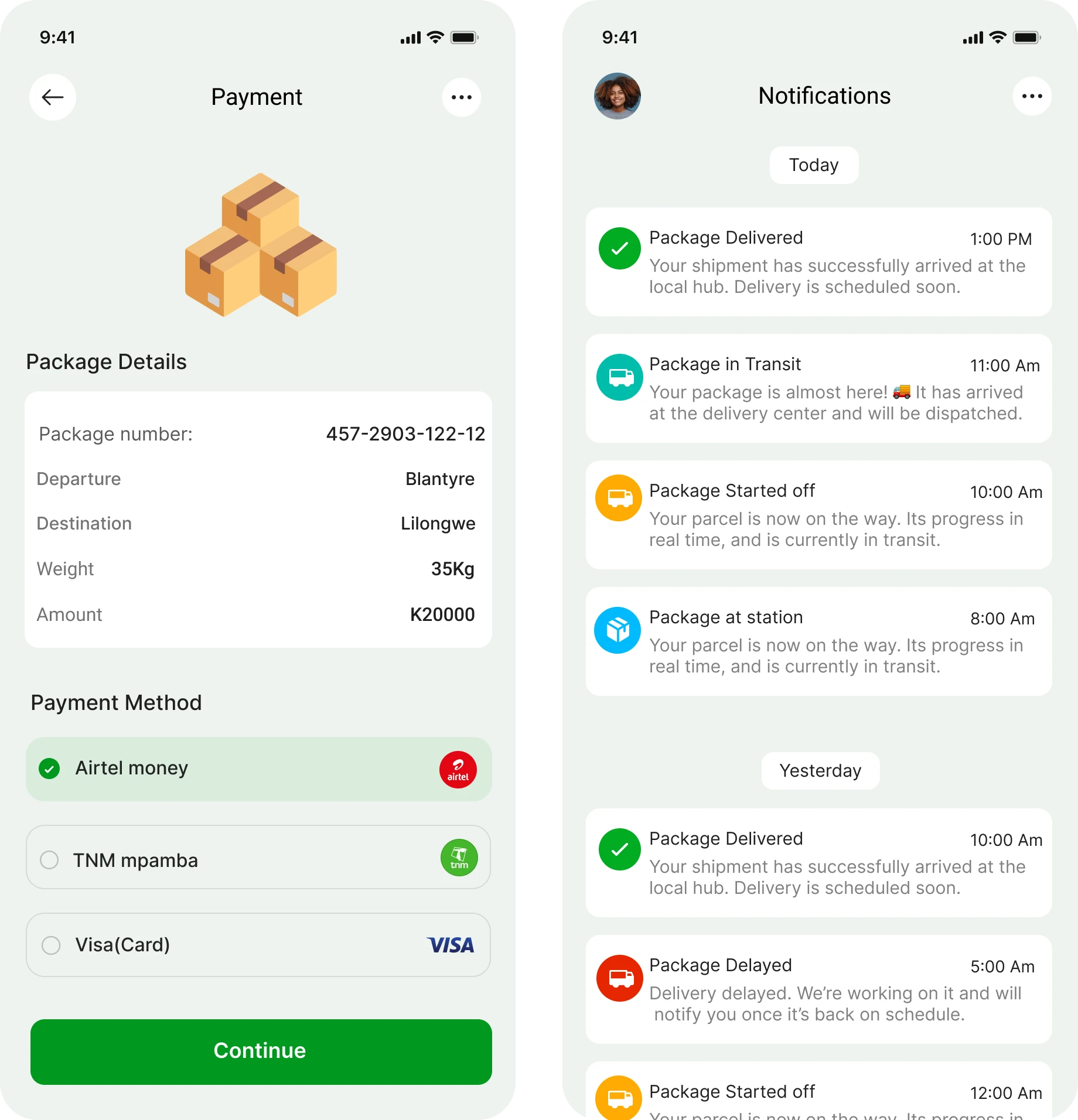 Courier App Payment Notification