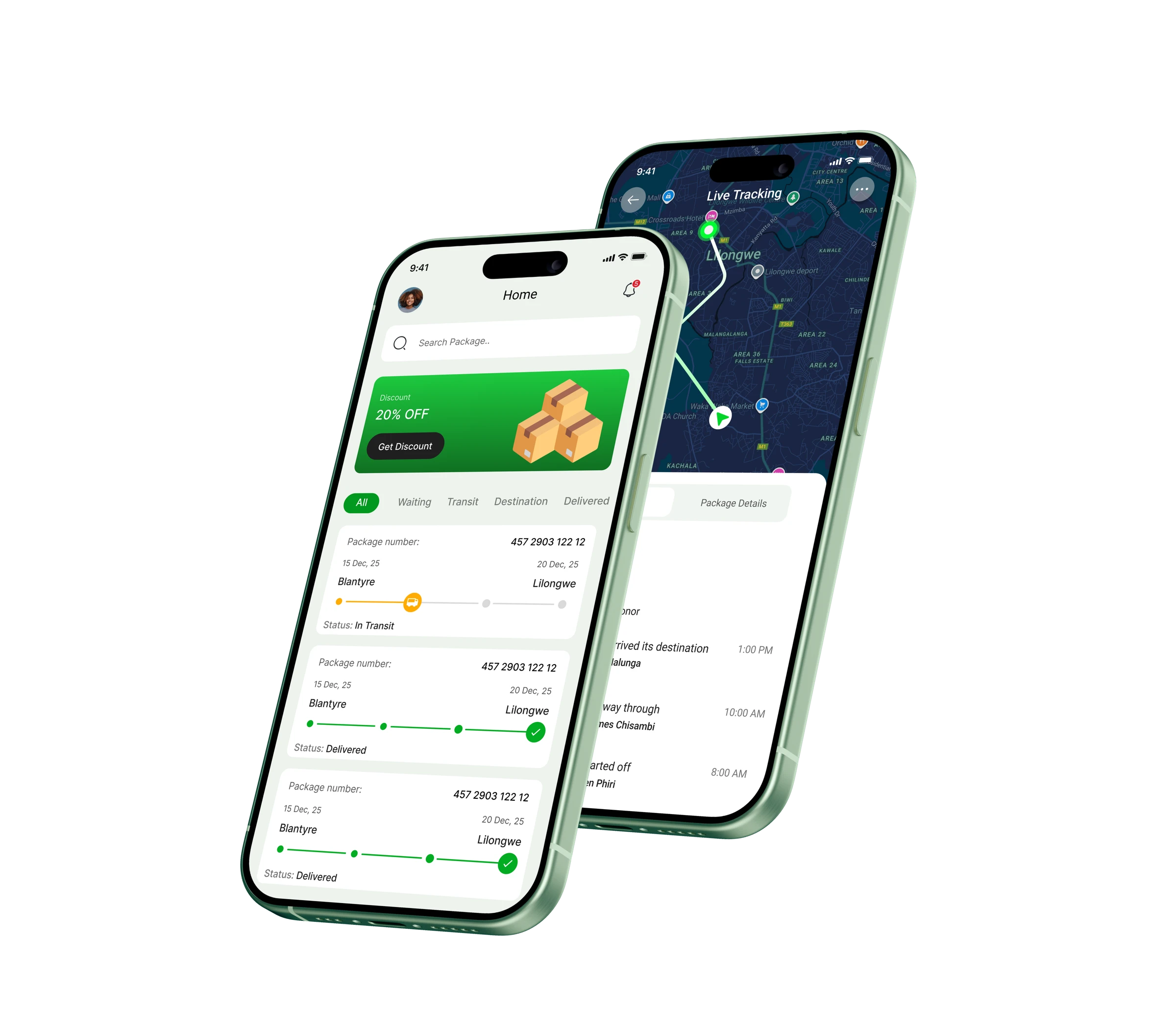 Courier App Phones Mockup